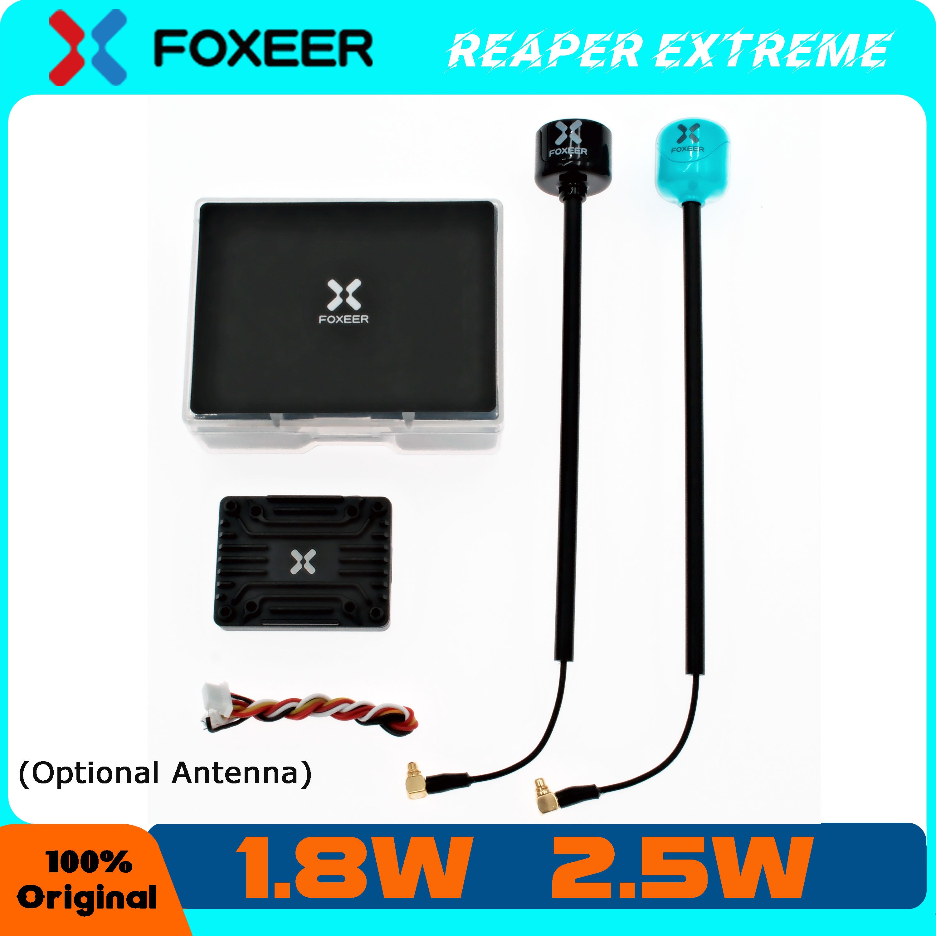 Foxeer Reaper Extreme 2.5W Vtx - Foxeer-長距離ドローン用の切り替え可能送信機、極端な2.5w、1.8w、5.8g、72ch、fpv vtx、25mw、200mw、500mw、2-8s、rc